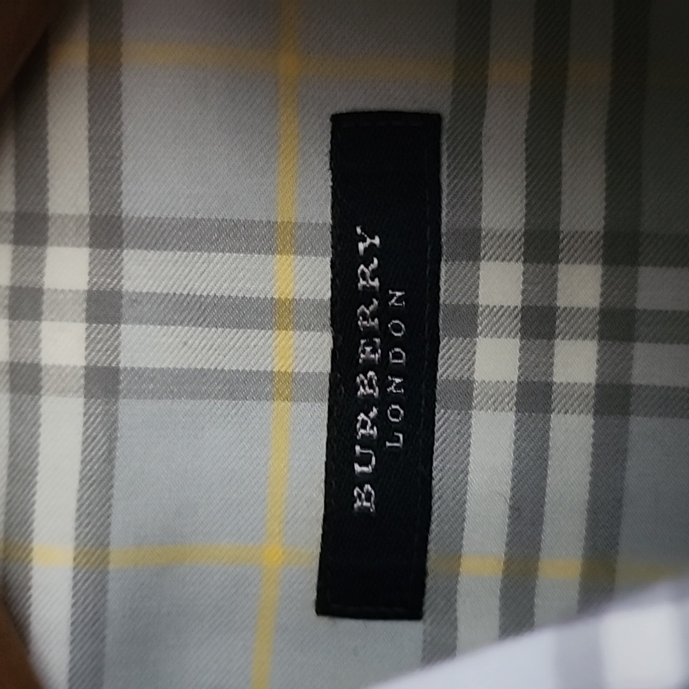 Burberry Blue / Gray / Yellow Plaid Shirt 2X Perfect Condition - Picture 6 of 8